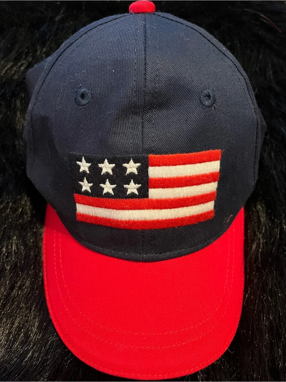 Gymboree Kids Patriotic Red Rim Cap with Embroidered Flag Size 12-24 Months